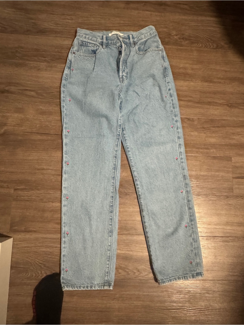 PacSun Light Wash High-Rise Jeans with Pink Side Heart Detail